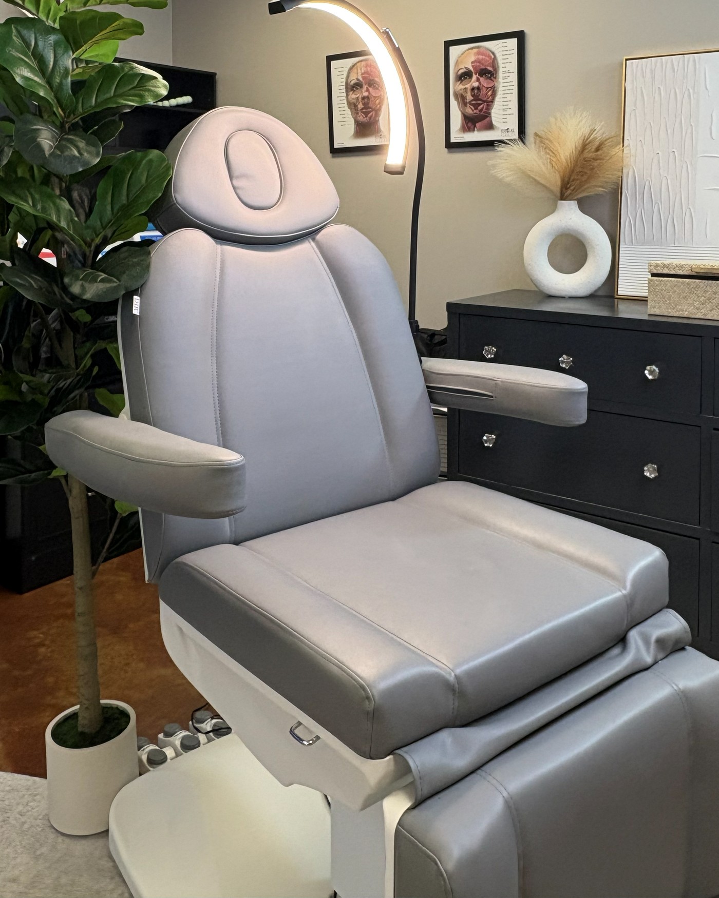 The treatment chair at Seymour Beauty Aesthetics in Maurice, Louisiana